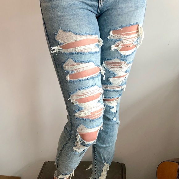 American Eagle Hi-Rise Ripped Jeggings Size 8 - Picture 7 of 8
